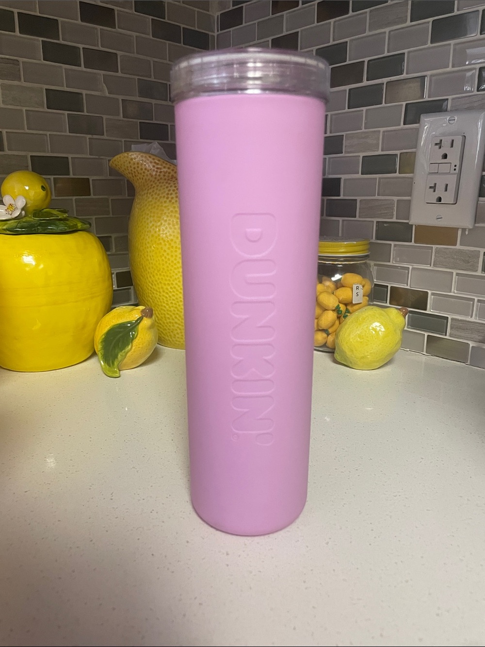 Dunkin Embossed Pink Insulated Tumbler - Slim Travel Cup